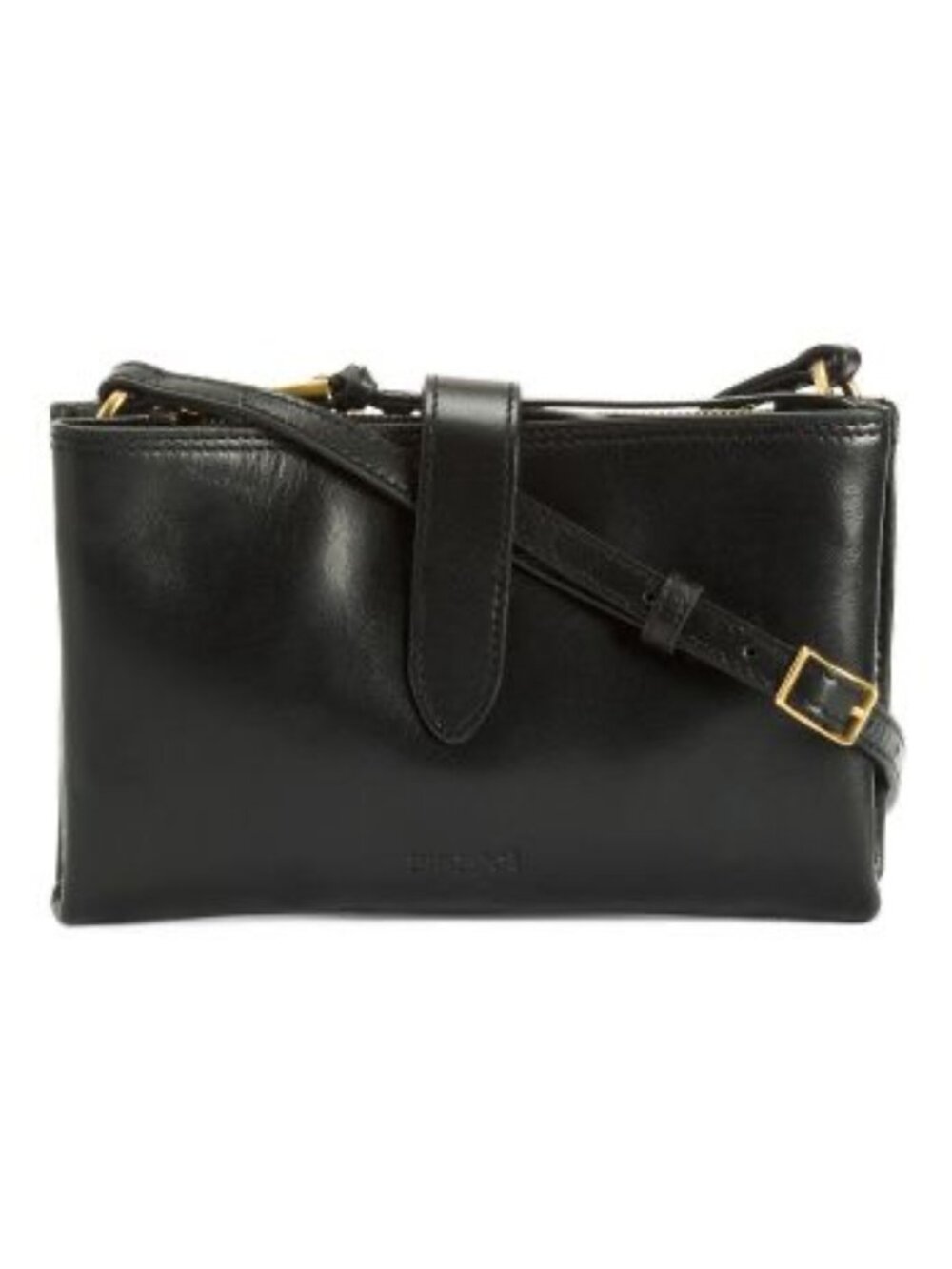 MARGOT Black Leather Double Compartment Small Crossbody